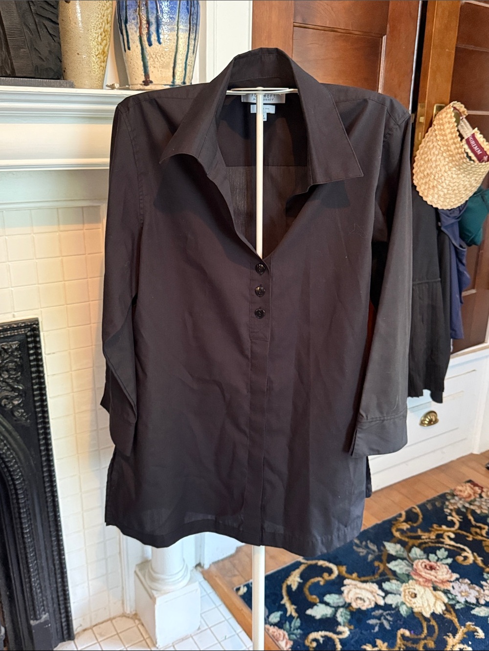 Foxcroft Black Long-Sleeve Tunic - wrinkle free- worn‎ twice- great shape